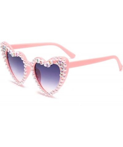 Heart Sunglasses Pearl Heart Shaped Sunglasses Womens-White Sunglasses Women Cat Eye Love Shaped Rhinestone sunglasses Pink&g...