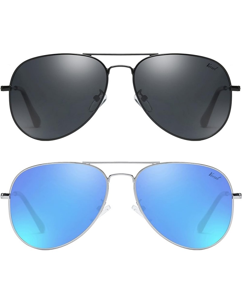 Aviator Sunglasses for Men Women Mirrored Lens UV400 Protection Lightweight Polarized Aviators Sunglasses Black/Blue Lens $10...