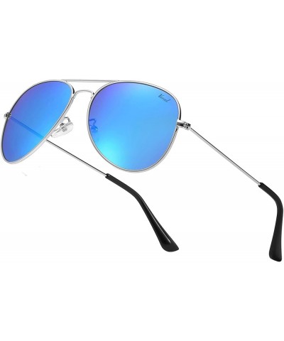 Aviator Sunglasses for Men Women Mirrored Lens UV400 Protection Lightweight Polarized Aviators Sunglasses Black/Blue Lens $10...