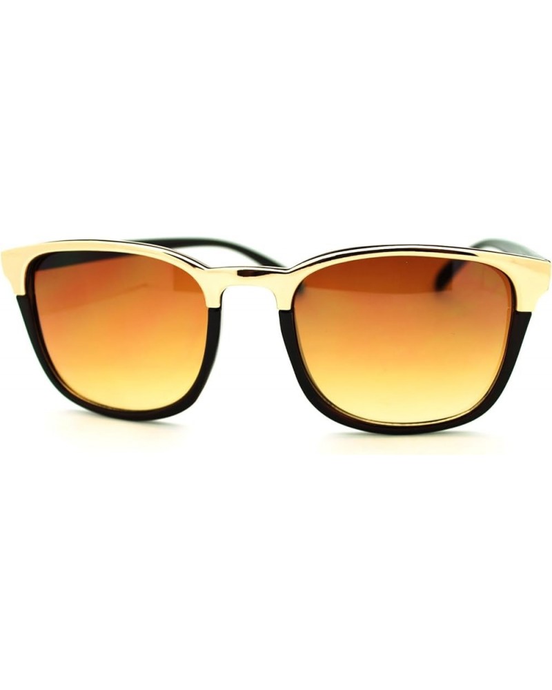 Metallic Top Thin Square Sunglasses Women's Stylish Eyewear Brown brown $7.62 Square