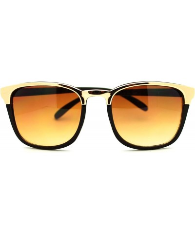 Metallic Top Thin Square Sunglasses Women's Stylish Eyewear Brown brown $7.62 Square