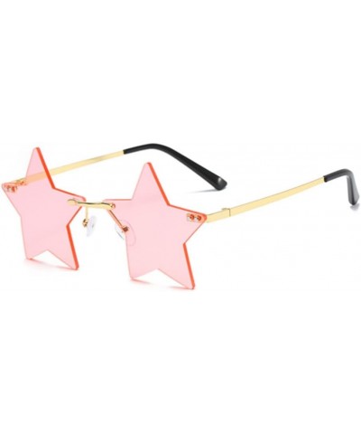 Rimless Star shape Sunglasses Personality Sun Glasses for women/men Party glasses personality pentagram eyewears Pink $9.00 Star