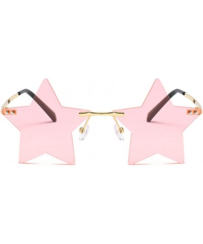 Rimless Star shape Sunglasses Personality Sun Glasses for women/men Party glasses personality pentagram eyewears Pink $9.00 Star