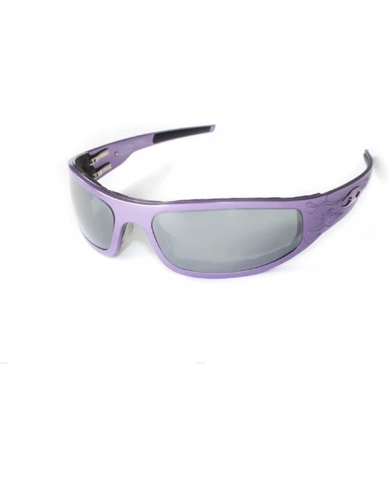 Baby Bagger Mirror Lens Sunglasses with Purple Flame Frame Purple $81.88 Designer