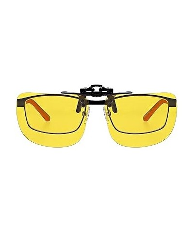 Metal Clip On Flip Up Polycarbonate Yellow Enhanced Driving Sunglass Lenses, Aviator, 56mm Wide X 47mm High, 134mm Wide with ...