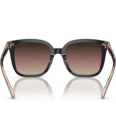 Women's Hc8381f Low Bridge Fit Square Sunglasses Black/Transparent Blush/Brown Purple Grey Gradient $58.28 Oversized