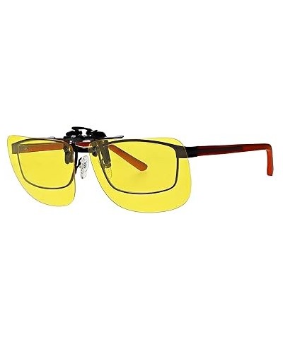 Metal Clip On Flip Up Polycarbonate Yellow Enhanced Driving Sunglass Lenses, Aviator, 56mm Wide X 47mm High, 134mm Wide with ...