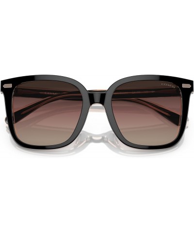 Women's Hc8381f Low Bridge Fit Square Sunglasses Black/Transparent Blush/Brown Purple Grey Gradient $58.28 Oversized