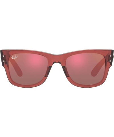 RB0840sf Mega Wayfarer Low Bridge Fit Square Sunglasses Transparent Pink/Brown Mirrored Dark Red $55.23 Square