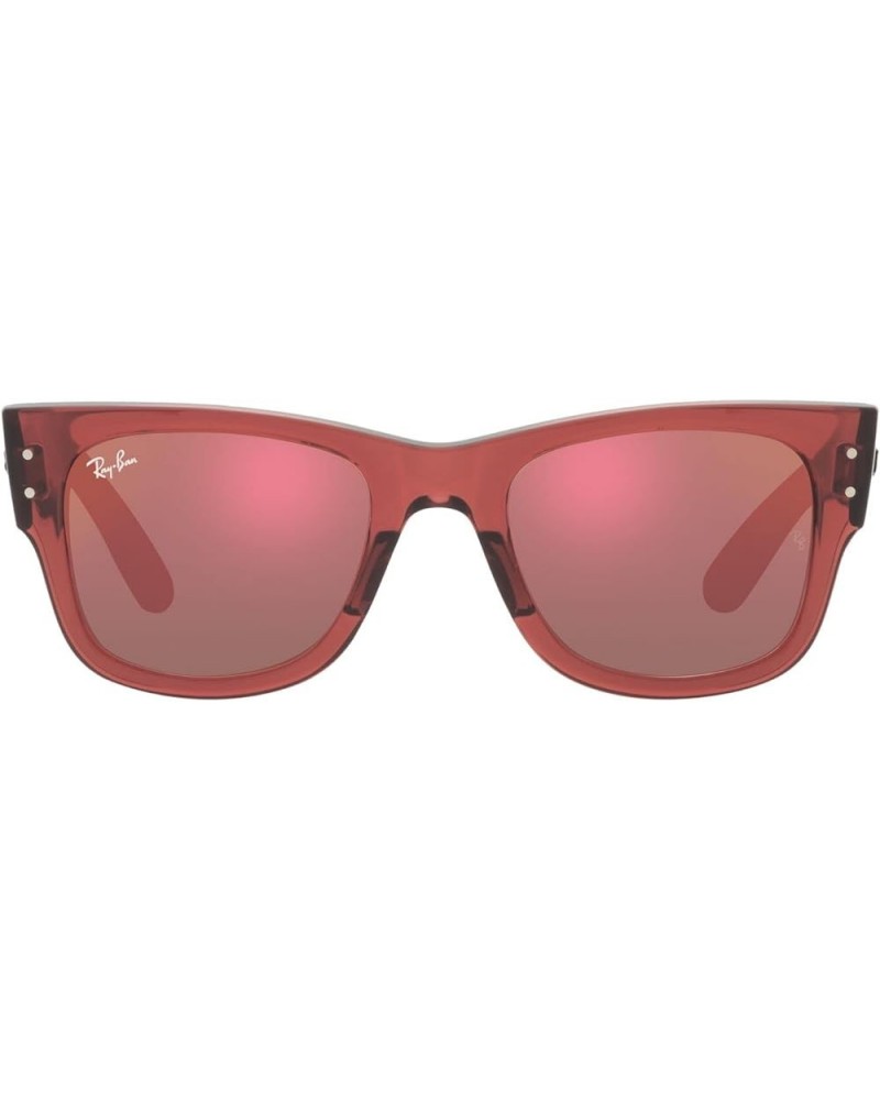 RB0840sf Mega Wayfarer Low Bridge Fit Square Sunglasses Transparent Pink/Brown Mirrored Dark Red $55.23 Square