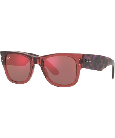 RB0840sf Mega Wayfarer Low Bridge Fit Square Sunglasses Transparent Pink/Brown Mirrored Dark Red $55.23 Square