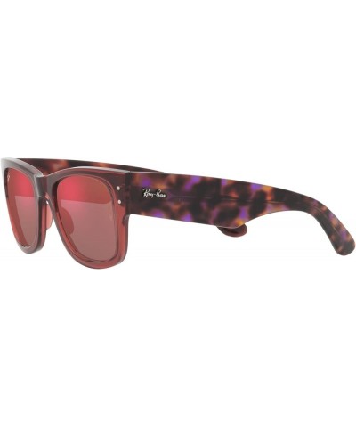 RB0840sf Mega Wayfarer Low Bridge Fit Square Sunglasses Transparent Pink/Brown Mirrored Dark Red $55.23 Square