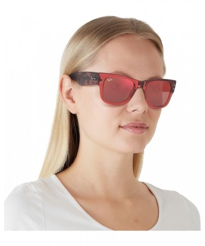 RB0840sf Mega Wayfarer Low Bridge Fit Square Sunglasses Transparent Pink/Brown Mirrored Dark Red $55.23 Square