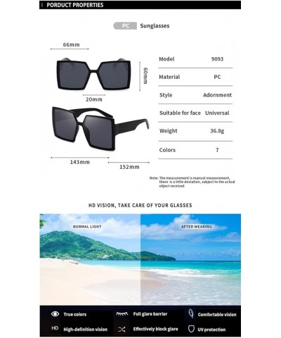 Fashion Men and Women Large Box Sunglasses Holiday Beach Decorative Sunglasses (Color : D, Size : 1) 1A $9.61 Designer