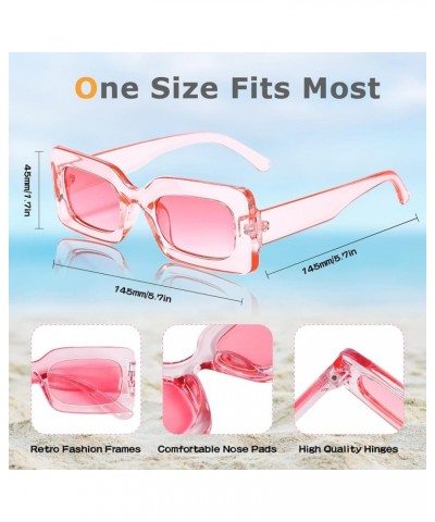 8 Pack Retro 90s Rectangle Sunglasses for Women Men, Colorful Trendy Square Chunky Glasses Set 8-clear $11.59 Square