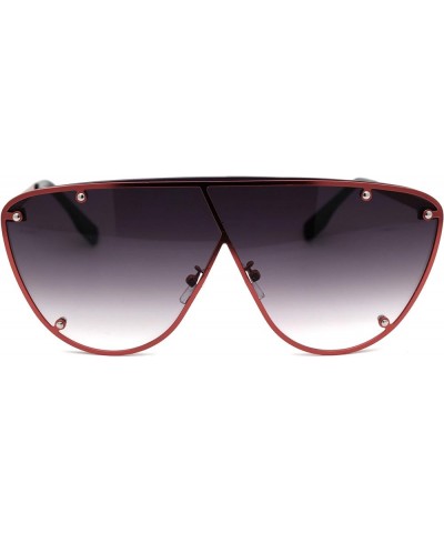 Womens Metal Rim Flat Top Mobster Shield Diva Sunglasses Red Smoke $10.59 Shield