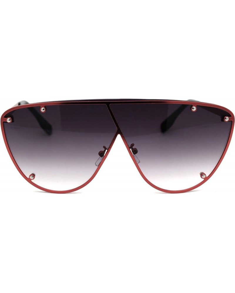 Womens Metal Rim Flat Top Mobster Shield Diva Sunglasses Red Smoke $10.59 Shield