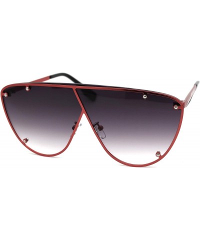 Womens Metal Rim Flat Top Mobster Shield Diva Sunglasses Red Smoke $10.59 Shield