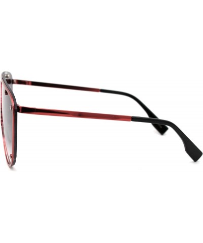 Womens Metal Rim Flat Top Mobster Shield Diva Sunglasses Red Smoke $10.59 Shield