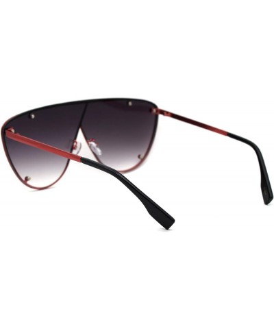 Womens Metal Rim Flat Top Mobster Shield Diva Sunglasses Red Smoke $10.59 Shield