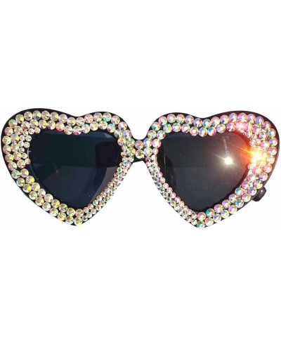 Women Heart bejeweled Sunglasses Fashion Shiny Bling Diamond Sunglasses Pink Rhinestone party Sunglasses Black $11.99 Designer