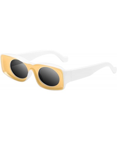 Rectangular Retro Sunglasses Women Men Polygonal Narrow Fashion Cute Eyewear Small Vintage Yellow $7.98 Aviator