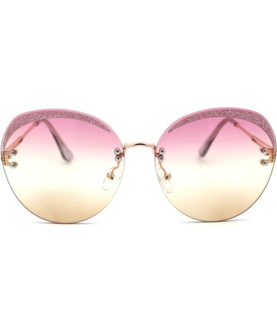 Womens Glitter Eyebrow Round Rimless Fashion Sunglasses Gold Pink Yellow $9.69 Rimless