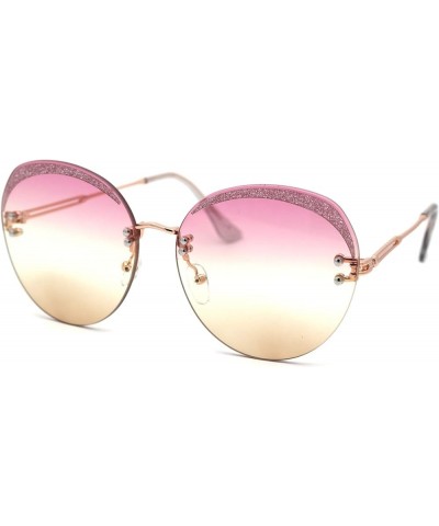 Womens Glitter Eyebrow Round Rimless Fashion Sunglasses Gold Pink Yellow $9.69 Rimless