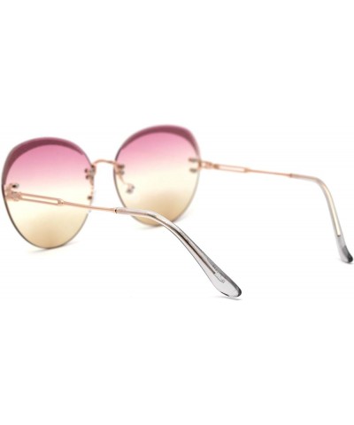 Womens Glitter Eyebrow Round Rimless Fashion Sunglasses Gold Pink Yellow $9.69 Rimless