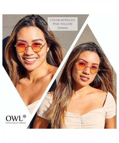 Round Retro Small Circle Tint & Mirror Colored Lens 43-55 mm Sunglasses Metal 43mm Gold / 2tone Pink-yellow $8.68 Round