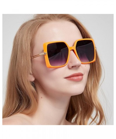 Square Metal Large Frame Fashion Sunglasses for Men and Women (Color : D, Size : 1) 1 B $12.80 Designer