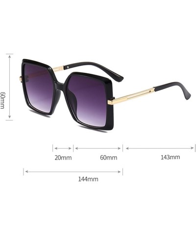 Square Metal Large Frame Fashion Sunglasses for Men and Women (Color : D, Size : 1) 1 B $12.80 Designer