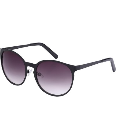 Round Cat Eye Sunglasses with Keyhole Bridge and Mirrored Lens 23041 Matte Black Grey Gradient $10.25 Cat Eye