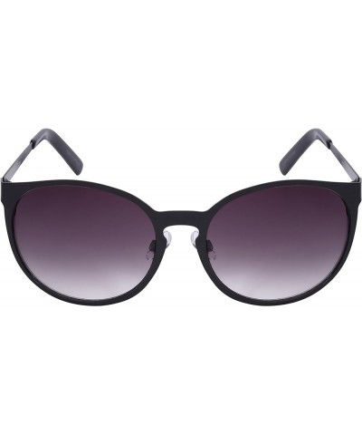 Round Cat Eye Sunglasses with Keyhole Bridge and Mirrored Lens 23041 Matte Black Grey Gradient $10.25 Cat Eye