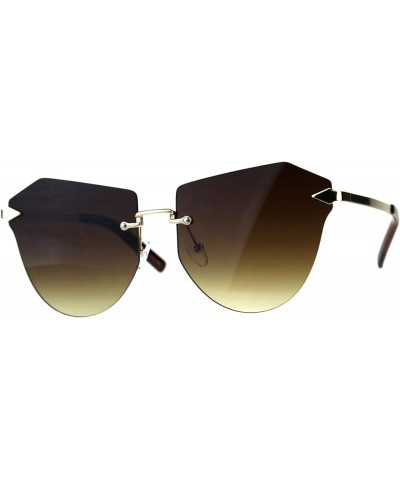 Rimless Fashion Sunglasses Womens Designer Style Shades Gold UV 400 Gold brown $9.49 Rimless