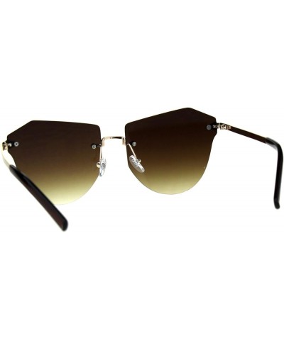 Rimless Fashion Sunglasses Womens Designer Style Shades Gold UV 400 Gold brown $9.49 Rimless