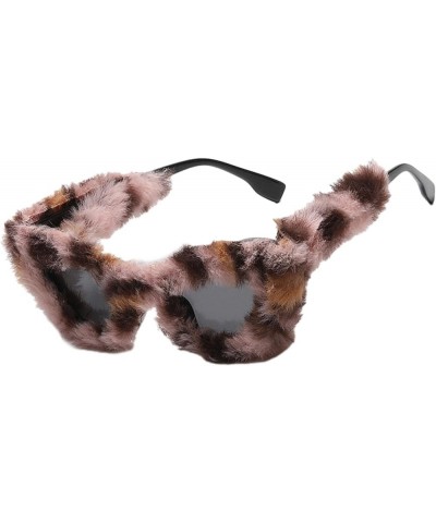 Furry Sunglasses Women Winter Sunglasses Novelty Eyewear Creative Trendy Plush Fuzzy Sunglasses Cat Eye Sunglasses for Street...