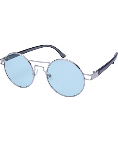 Edge I-Wear Round Brow Bar Sunglasses with Ocean Mirror Lens 25151-OCM Silver Green $9.17 Round