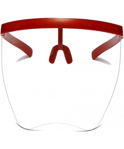 Futuristic Oversize Shield Visor Sunglasses Flat Top Mirrored Lens 170mm Sand Glasses Frame Anti-fog Clear Sunglasses Red&cle...