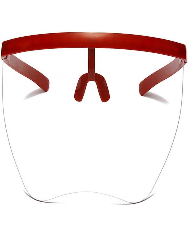 Futuristic Oversize Shield Visor Sunglasses Flat Top Mirrored Lens 170mm Sand Glasses Frame Anti-fog Clear Sunglasses Red&cle...