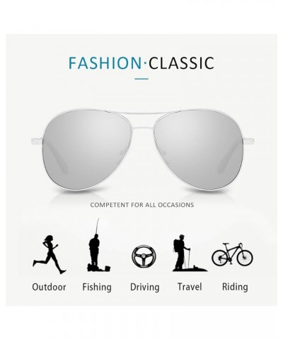 Men Retro Polarized Sunglasses,Pilot Style Eyewear,Color lens,UV 400 Driving Travel Silver $17.69 Designer