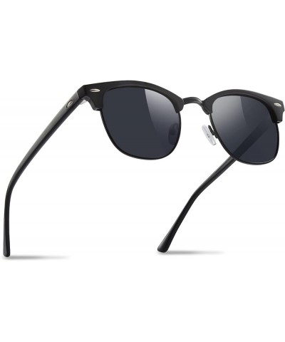 Sunglasses Men/Mens Polarized Sunglasses for Men Women,Classic Semi-Rimless Sun Glasses C3-black $11.21 Square