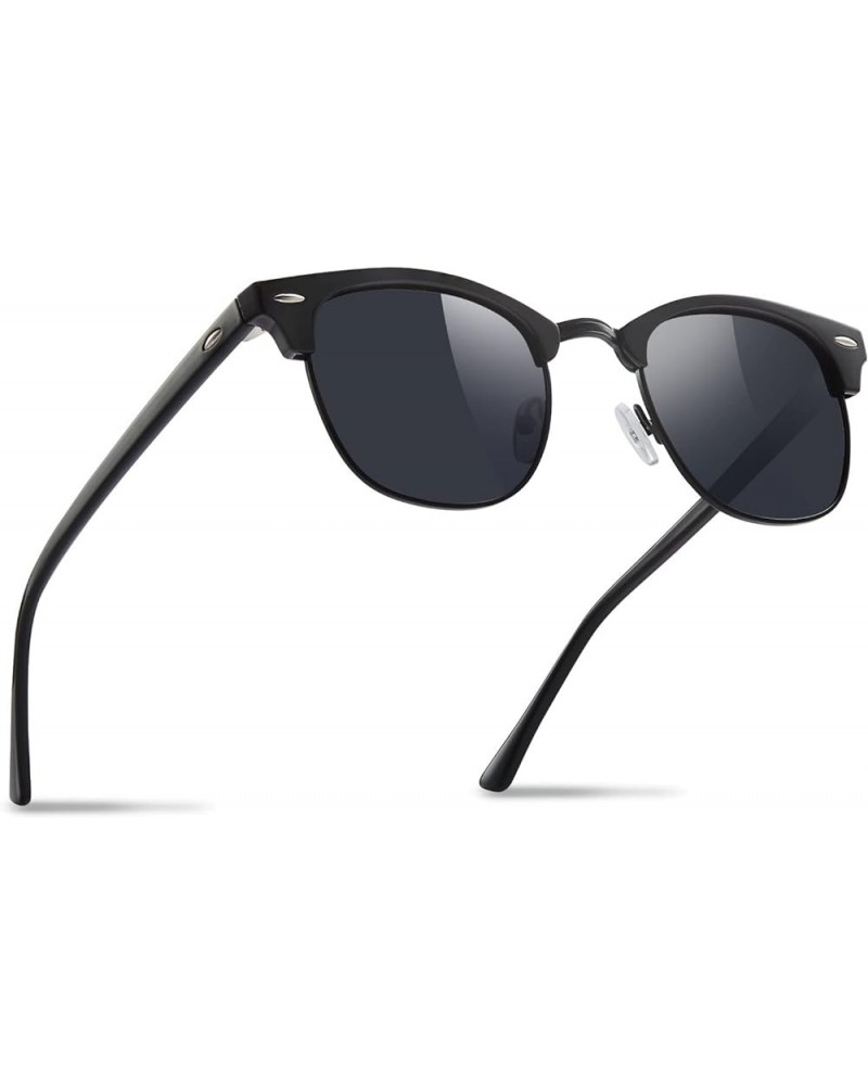 Sunglasses Men/Mens Polarized Sunglasses for Men Women,Classic Semi-Rimless Sun Glasses C3-black $11.21 Square