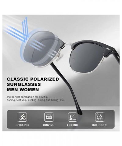 Sunglasses Men/Mens Polarized Sunglasses for Men Women,Classic Semi-Rimless Sun Glasses C3-black $11.21 Square