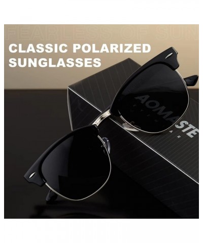 Sunglasses Men/Mens Polarized Sunglasses for Men Women,Classic Semi-Rimless Sun Glasses C3-black $11.21 Square