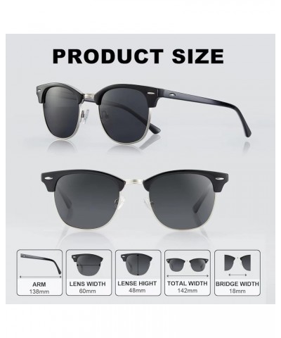 Sunglasses Men/Mens Polarized Sunglasses for Men Women,Classic Semi-Rimless Sun Glasses C3-black $11.21 Square