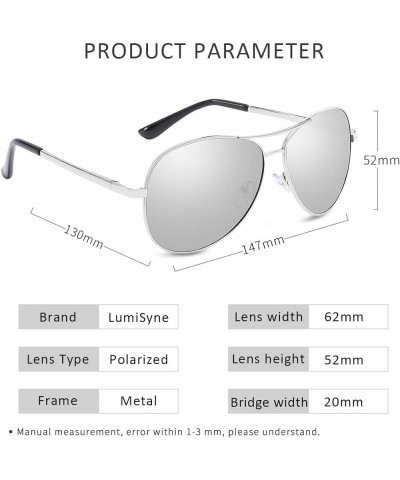 Men Retro Polarized Sunglasses,Pilot Style Eyewear,Color lens,UV 400 Driving Travel Silver $17.69 Designer