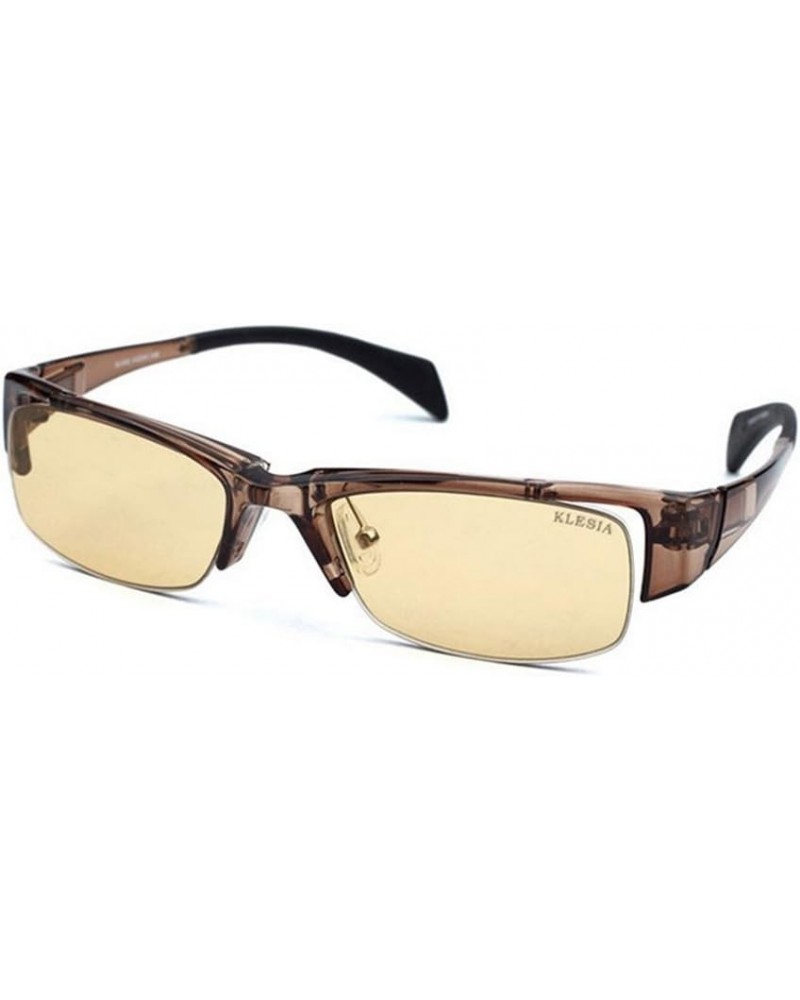 Anti Radiatio and Blue Light Plain Glasses Spectacles Brown Yellowish $27.44 Rectangular