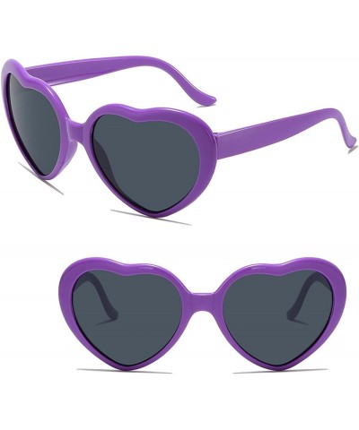 Polarized Love Heart Sunglasses for Women Vintage Love Eyeglasses Fashion Mirror Heart Shaped Sunglasses UV400 Dark Purple $4...