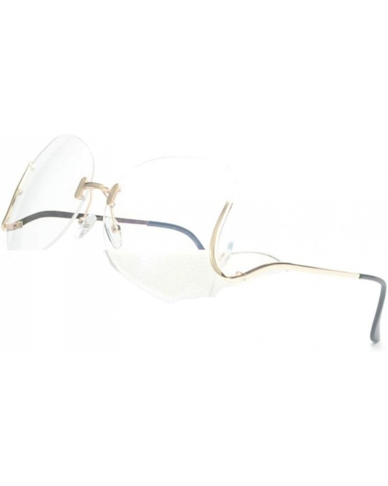 mincl/unique Design Rimless Sunglasses Clear and Color With Box Gold clear $8.80 Rectangular